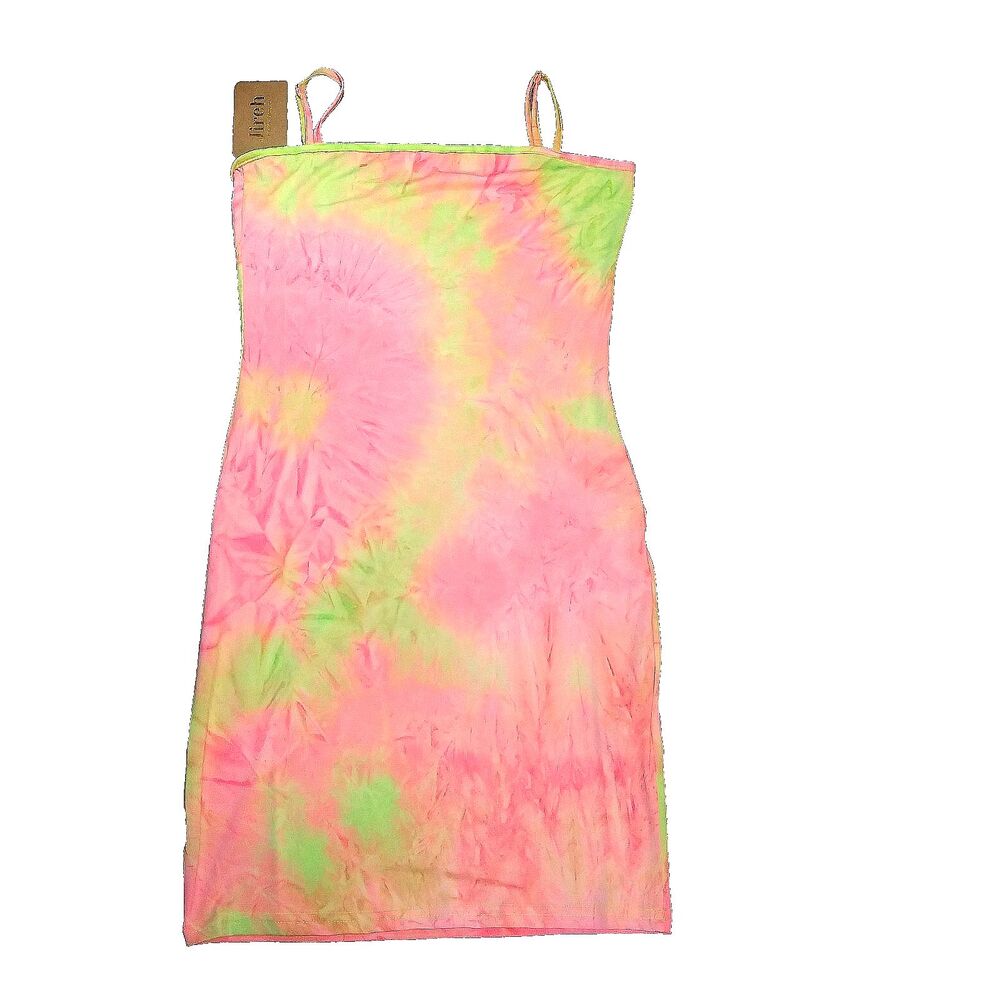 Juniors Sundress Size Large New with Tags Bodycon boho Tie Dye Resort 70s